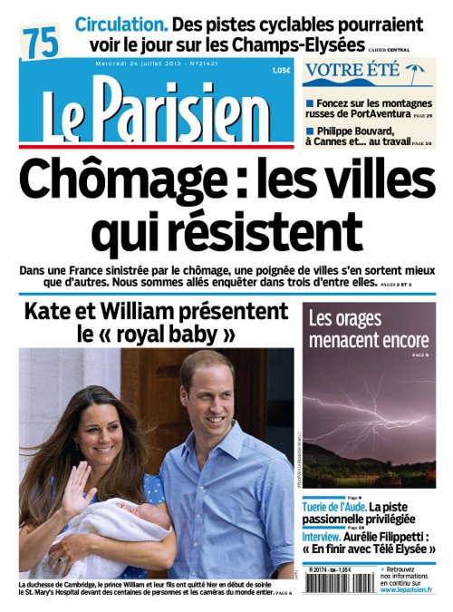 Le Parisien et Cahier Paris du mercredi 24 Juillet 2013