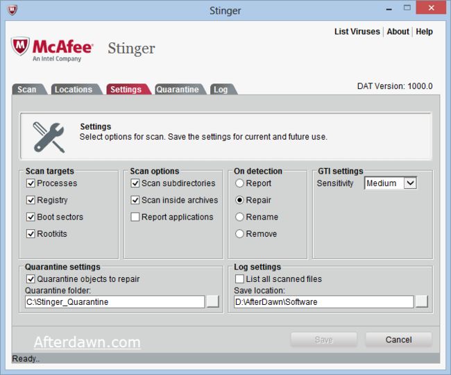 McAfee Stinger 12.1.0.2725 Portable - 32 et 64bits (Windows)